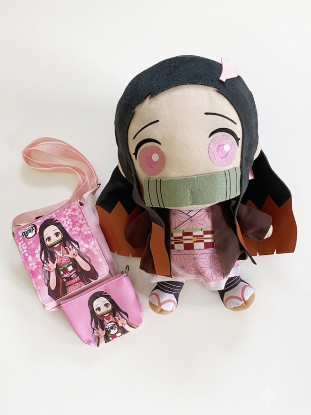 Demon Slayer Nezuko Bundle Plush Cross Body Bag Coin Purse Anime Merch 3 Piece